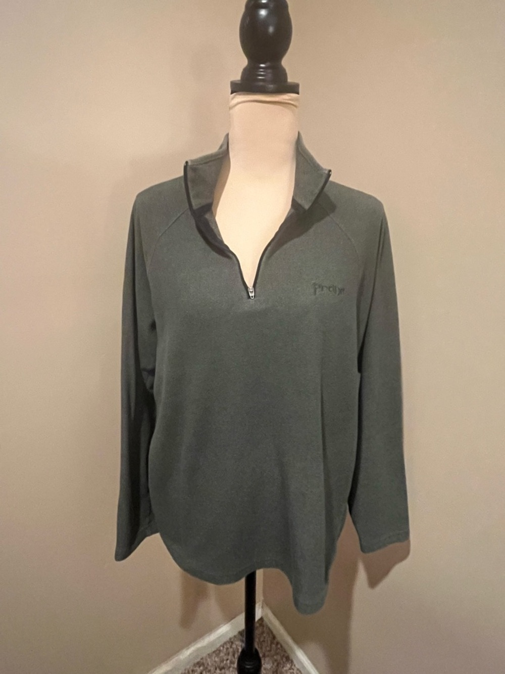 Prana Cozy Olive Green Knit 1/4 Zip Pullover, size Large